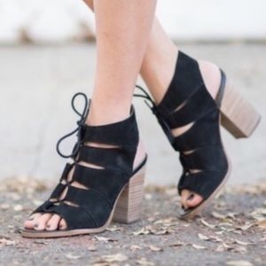Black suede heels